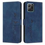 For Infinix Hot 11 2022 Skin Feel Heart Pattern Leather Phone Case(Blue)