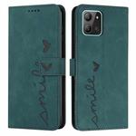 For Infinix Hot 11 2022 Skin Feel Heart Pattern Leather Phone Case(Green)