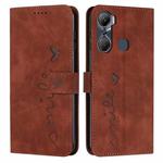 For Infinix Hot 12 Pro Skin Feel Heart Pattern Leather Phone Case(Brown)