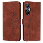 For Infinix Hot 20S Skin Feel Heart Pattern Leather Phone Case(Brown)