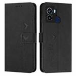 For Tecno Pop 6 Skin Feel Heart Pattern Leather Phone Case(Black)