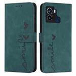 For Tecno Pop 6 Skin Feel Heart Pattern Leather Phone Case(Green)