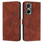 For Tecno Pop 6 Pro Skin Feel Heart Pattern Leather Phone Case(Brown)