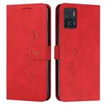 For Motorola Moto E22 / E22i Skin Feel Heart Pattern Leather Phone Case(Red)