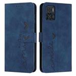 For Motorola Moto E22 / E22i Skin Feel Heart Pattern Leather Phone Case(Blue)