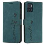 For Motorola Moto E22 / E22i Skin Feel Heart Pattern Leather Phone Case(Green)