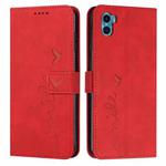For Motorola Moto E22s 4G Skin Feel Heart Pattern Leather Phone Case(Red)