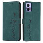 For Motorola Edge 30 Neo / Edge 30 Lite Skin Feel Heart Pattern Leather Phone Case(Green)