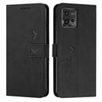 For Motorola Moto G72 Skin Feel Heart Pattern Leather Phone Case(Black)