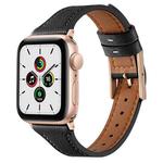 Genuine Leather Breathable Watch Band For Apple Watch Series 8&7 45mm / SE 2&6&SE&5&4 44mm / 3&2&1 42mm(Black)