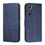 For Infinix Hot 12 Pro Stitching Calf Texture Buckle Leather Phone Case(Blue)