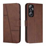 For Infinix Hot 20 4G Stitching Calf Texture Buckle Leather Phone Case(Brown)