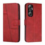 For Infinix Hot 20 4G Stitching Calf Texture Buckle Leather Phone Case(Red)