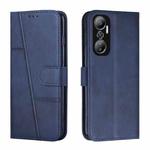 For Infinix Hot 20 4G Stitching Calf Texture Buckle Leather Phone Case(Blue)