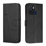For Tecno Pop 6 Stitching Calf Texture Buckle Leather Phone Case(Black)