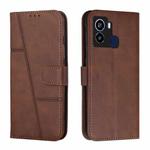 For Tecno Pop 6 Stitching Calf Texture Buckle Leather Phone Case(Brown)