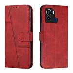 For Tecno Pop 6 Stitching Calf Texture Buckle Leather Phone Case(Red)