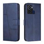 For Tecno Pop 6 Stitching Calf Texture Buckle Leather Phone Case(Blue)