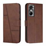 For Tecno Pop 6 Pro Stitching Calf Texture Buckle Leather Phone Case(Brown)