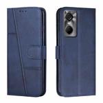 For Tecno Pop 6 Pro Stitching Calf Texture Buckle Leather Phone Case(Blue)