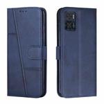 For Motorola Moto E22 / E22i Stitching Calf Texture Buckle Leather Phone Case(Blue)