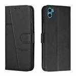 For Motorola Moto E22s 4G Stitching Calf Texture Buckle Leather Phone Case(Black)