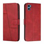 For Motorola Moto E22s 4G Stitching Calf Texture Buckle Leather Phone Case(Red)