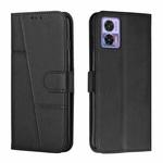 For Motorola Edge 30 Neo / Edge 30 Lite Stitching Calf Texture Buckle Leather Phone Case(Black)