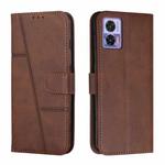 For Motorola Edge 30 Neo / Edge 30 Lite Stitching Calf Texture Buckle Leather Phone Case(Brown)