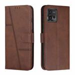 For Motorola Moto G72 Stitching Calf Texture Buckle Leather Phone Case(Brown)