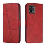 For Motorola Moto G72 Stitching Calf Texture Buckle Leather Phone Case(Red)