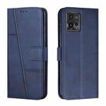 For Motorola Moto G72 Stitching Calf Texture Buckle Leather Phone Case(Blue)