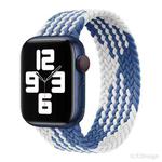 Nylon Single-turn Braided Watch Band For Apple Watch Ultra 49mm / Series 8&7 45mm / SE 2&6&SE&5&4 44mm / 3&2&1 42mm, Length:145mm(Z Blue White)