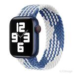 Nylon Single-turn Braided Watch Band For Apple Watch Ultra 49mm / Series 8&7 45mm / SE 2&6&SE&5&4 44mm / 3&2&1 42mm, Length:155mm(Z Blue White)