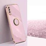 For Samsung Galaxy A50 XINLI Straight Edge 6D Electroplate TPU Phone Case with Ring Holder(Cherry Purple)