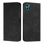 For Motorola Moto E22s 4G Diamond Pattern Skin Feel Magnetic Leather Phone Case(Black)