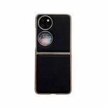 For Huawei P50 Pocket Nano Electroplating Genuine Leather Phone Case(Black)