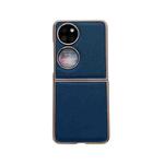 For Huawei P50 Pocket Nano Electroplating Genuine Leather Phone Case(Blue)