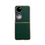 For Huawei P50 Pocket Nano Electroplating Litchi Texture Genuine Leather Phone Case(Green)
