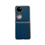 For Huawei P50 Pocket Nano Electroplating Litchi Texture Genuine Leather Phone Case(Blue)