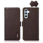For Samsung Galaxy A54 5G KHAZNEH Side-Magnetic Litchi Genuine Leather RFID Phone Case(Brown)