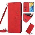 For Infinix Hot 20 4G Skin Feel Heart Pattern Leather Phone Case with Lanyard(Red)