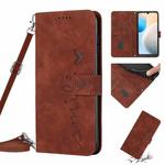 For Tecno Pova Neo 2 Skin Feel Heart Pattern Leather Phone Case with Lanyard(Brown)