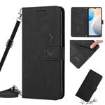 For Tecno Pova Neo 2 Skin Feel Heart Pattern Leather Phone Case with Lanyard(Black)