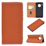 For Huawei Mate 30 Pro Solid Color Frosted Magnetic Horizontal Flip Leather Case with Card Slots & Holder(Brown)