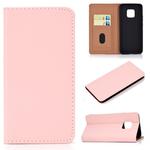 For Huawei Mate 20 Pro Solid Color Frosted Magnetic Horizontal Flip Leather Case with Card Slots & Holder(Pink)