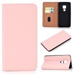 For Huawei Mate 20 Solid Color Frosted Magnetic Horizontal Flip Leather Case with Card Slots & Holder(Pink)