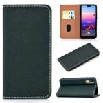 For Huawei P20 Solid Color Frosted Magnetic Horizontal Flip Leather Case with Card Slots & Holder(Green)