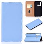 For Huawei P20 Lite(2019) Solid Color Frosted Magnetic Horizontal Flip Leather Case with Card Slots & Holder(Blue)