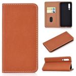 For Huawei P30 Solid Color Frosted Magnetic Horizontal Flip Leather Case with Card Slots & Holder(Brown)